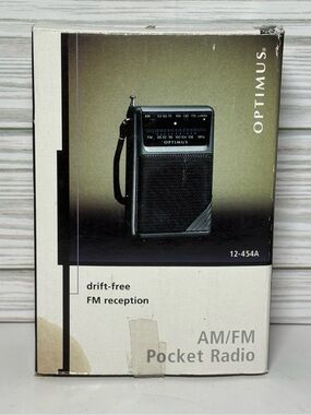 Vintage Radio Shack Optimus AM FM Pocket Radio 12-454A W/ Box Handheld Tested